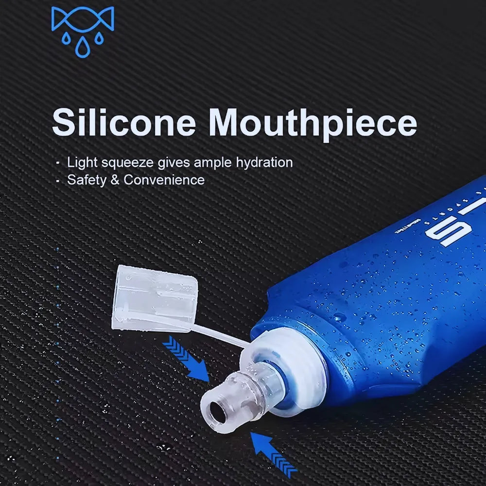 Collapsible water bottle for camping gear