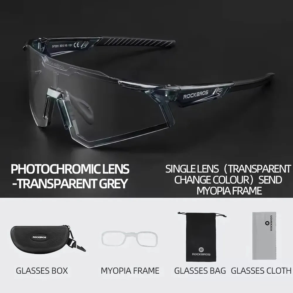 Modern sports sunglasses with photochromic lenses