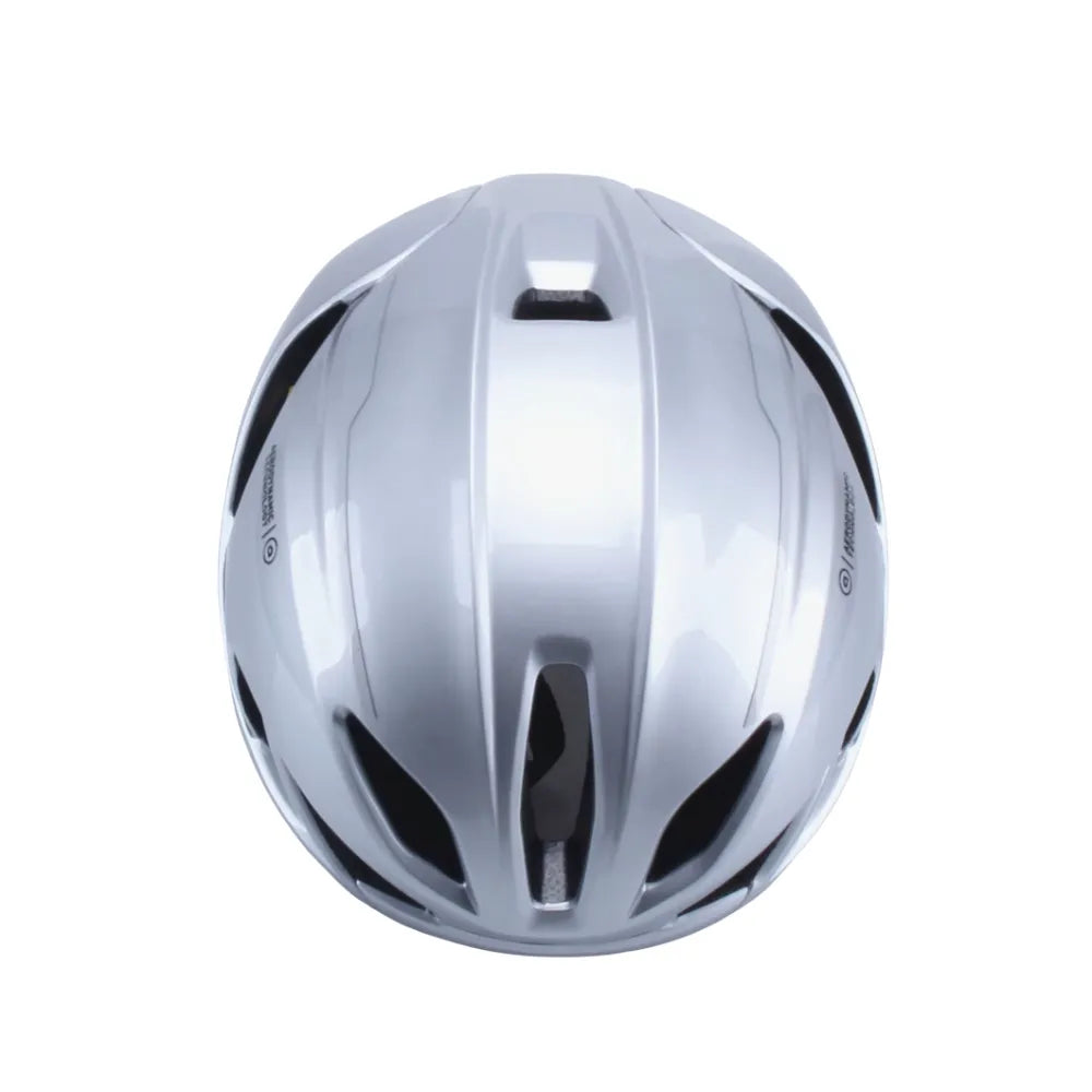 Kask szosowy MACH widok z góry, pokazujący aerodynamiczny kształt i rozmieszczenie otworów wentylacyjnych.
